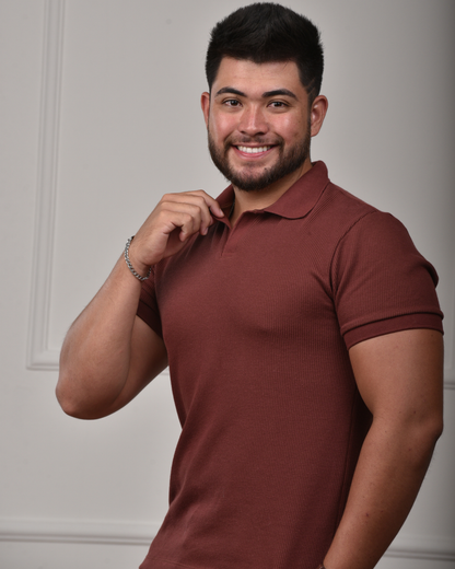 Camisa Polo Italiana em Tricot - Marrom