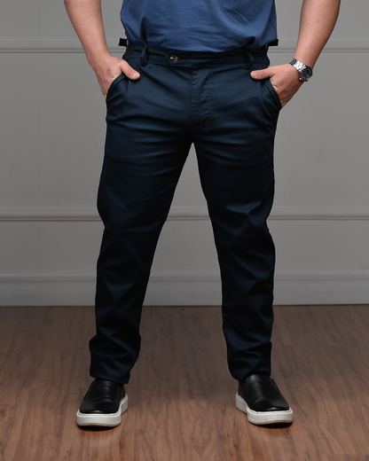 Calça de Alfaiataria Premium com Regulagem Lateral - Azul Marinho
