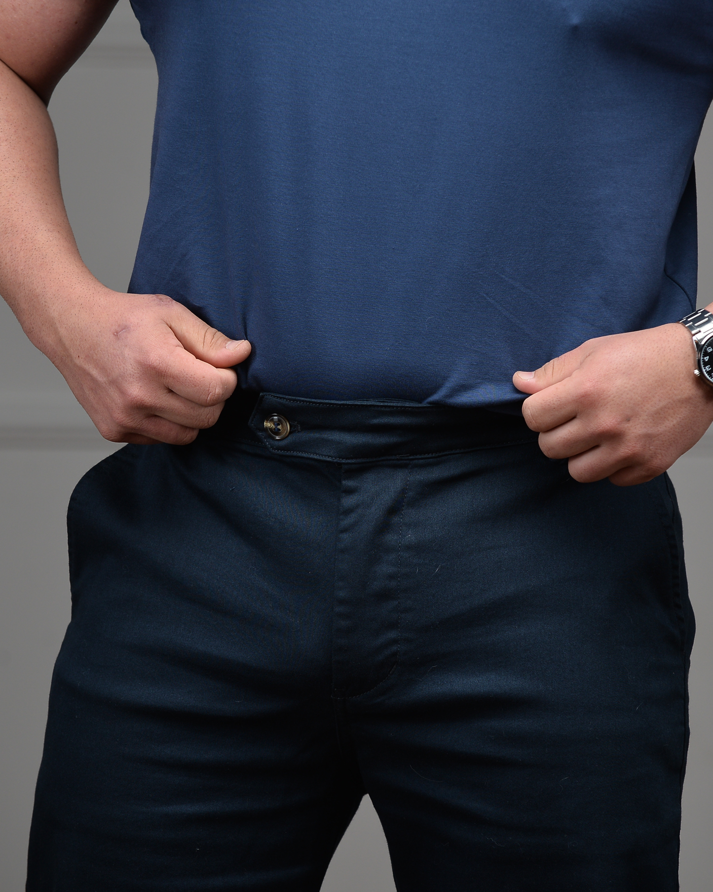 Calça de Alfaiataria Premium com Regulagem Lateral - Azul Marinho