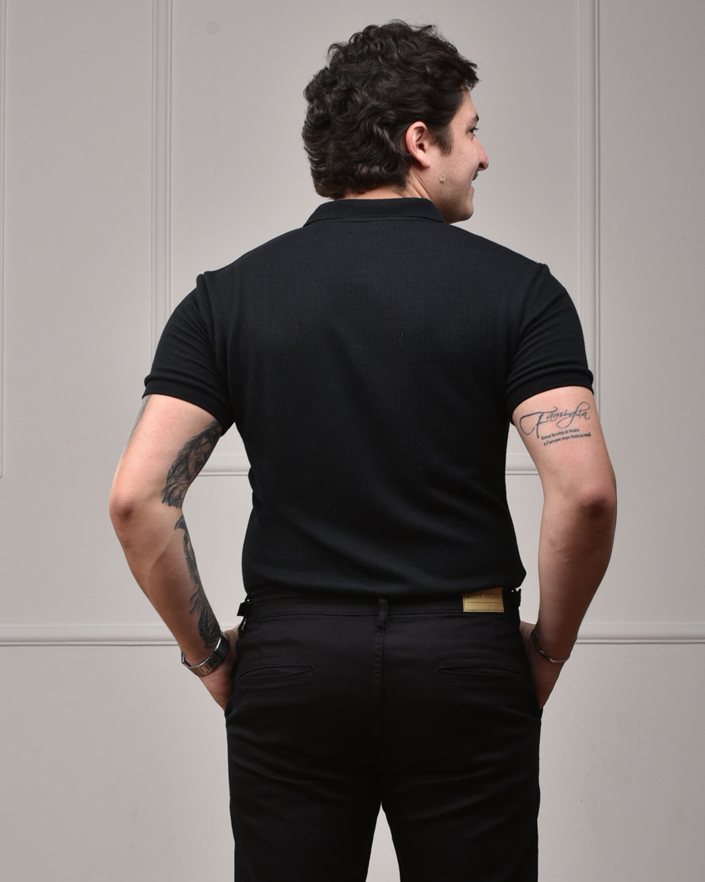 Camisa Polo Italiana em Tricot - Preta