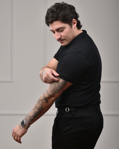 Camisa Polo Italiana em Tricot - Preta