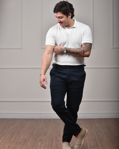 Camisa Polo Italiana em Tricot - Off White