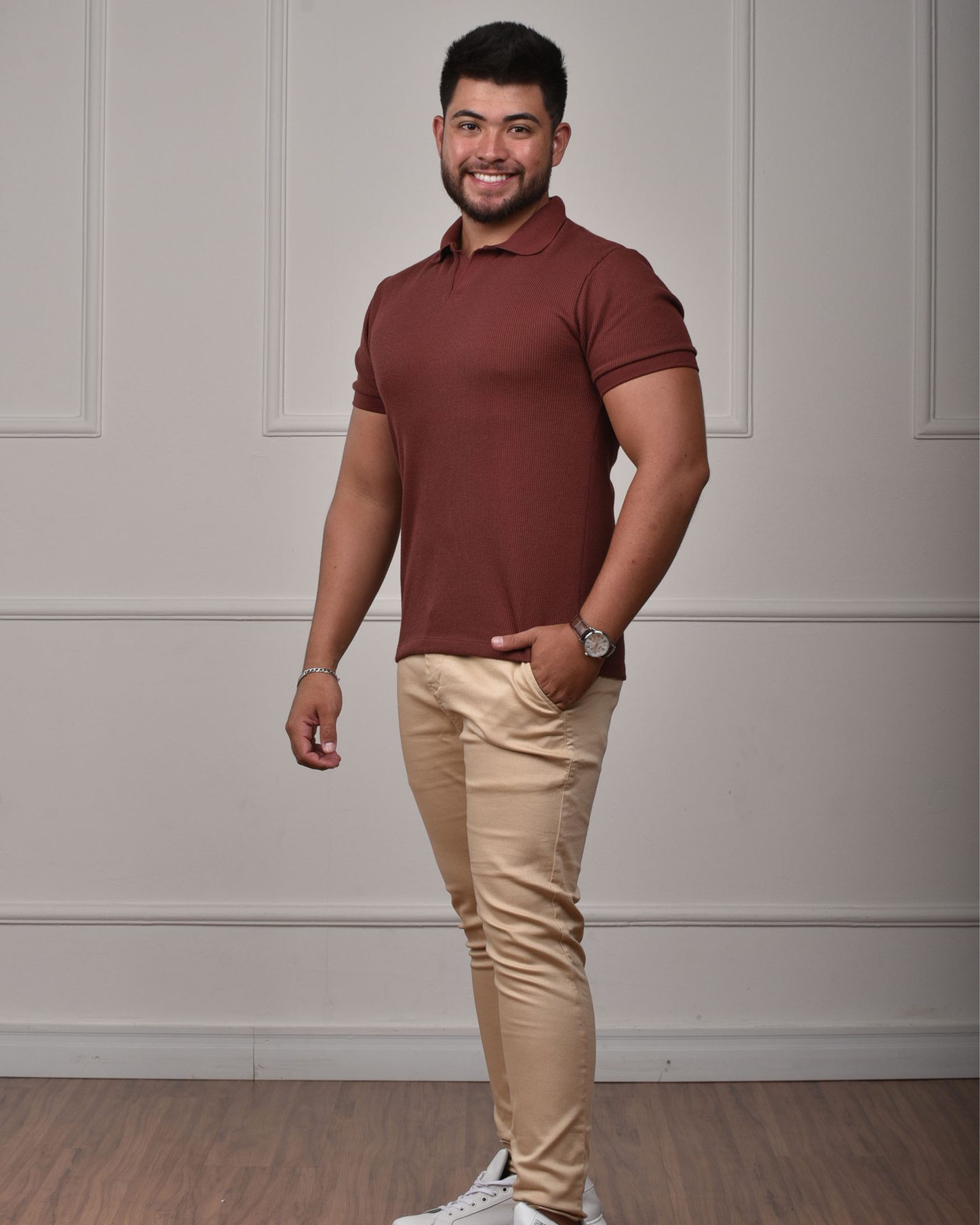 Camisa Polo Italiana em Tricot - Marrom