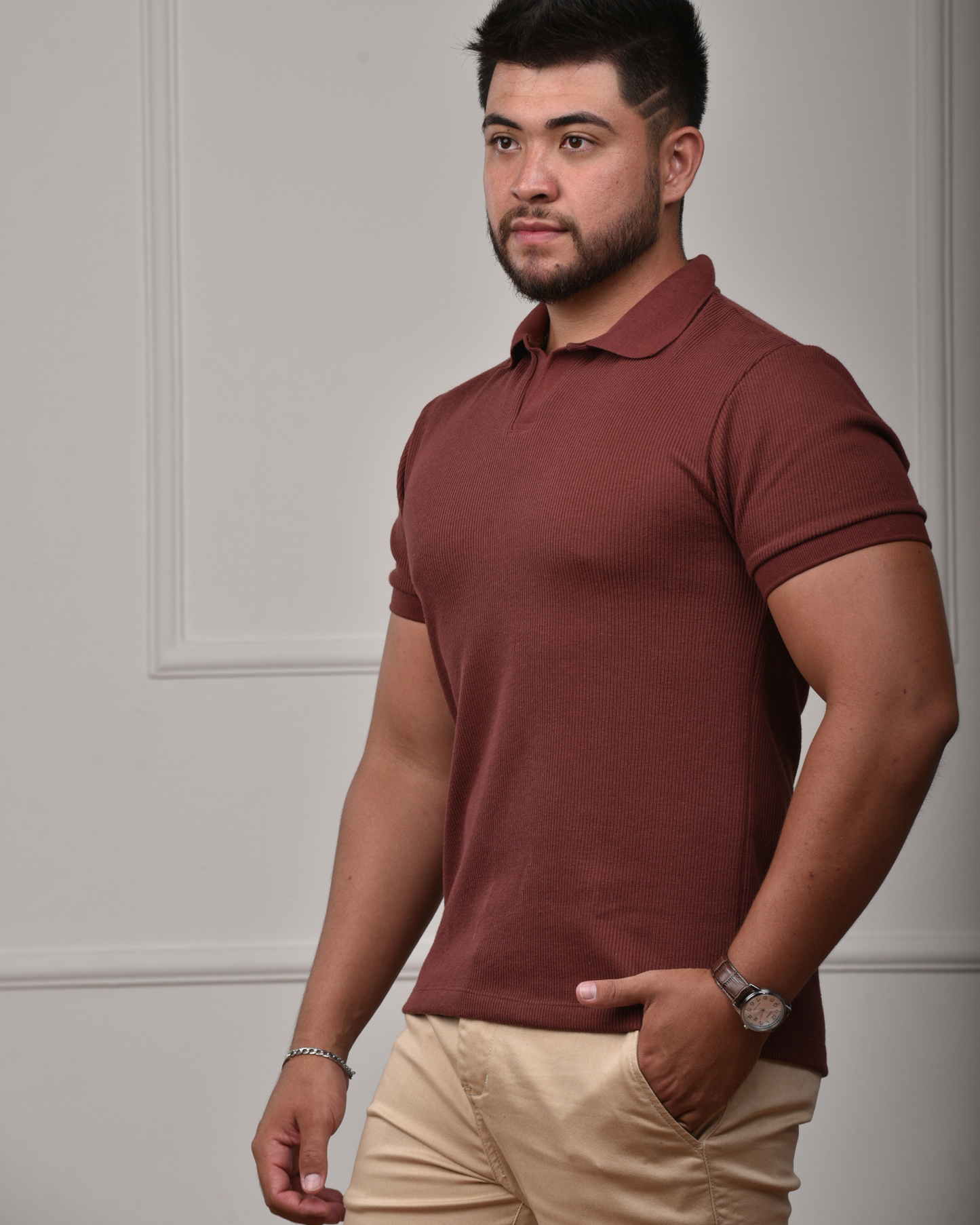 Camisa Polo Italiana em Tricot - Marrom