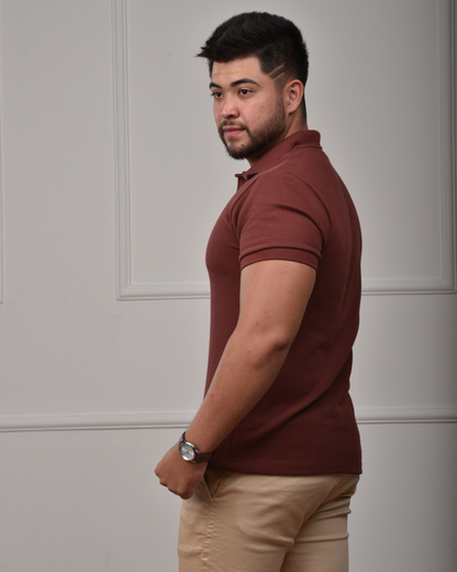 Camisa Polo Italiana em Tricot - Marrom