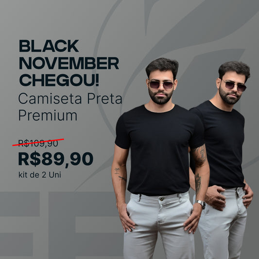 2 camisetas pretas de 109,90 por 89,90/un