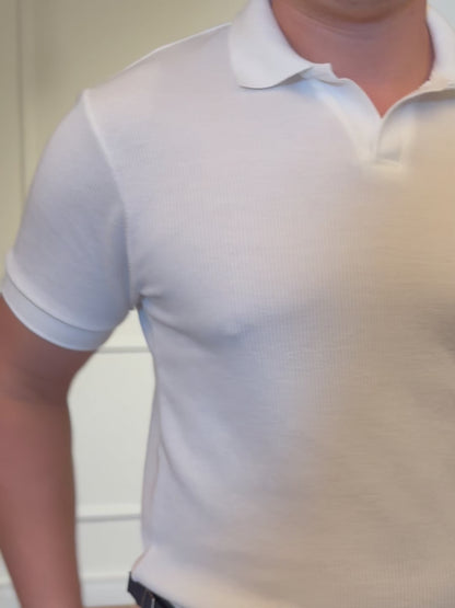 Camisa Polo Italiana em Tricot - Off White